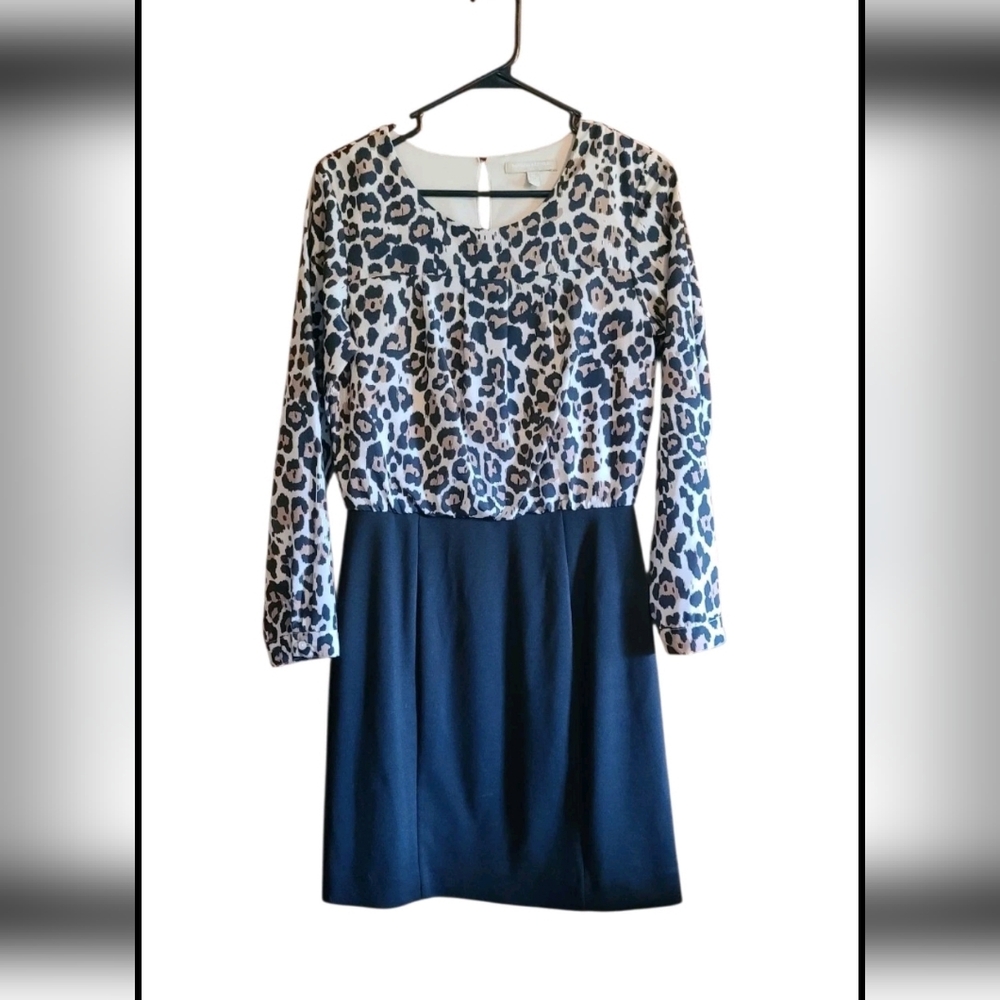 Banana Republic Black Leopard Print Sexy Fitted Cocktail Dress Sz 4 Petite